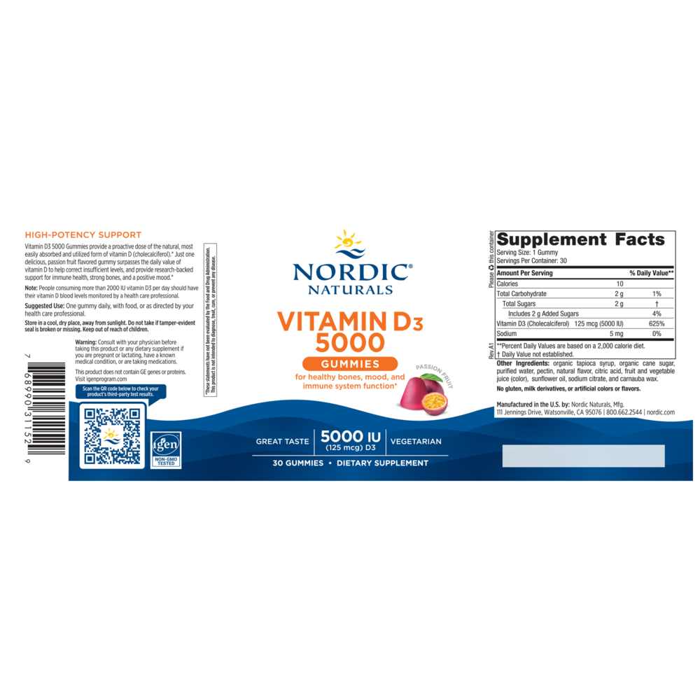Vitamin D3 5000 – 30 Gummies by Nordic Naturals