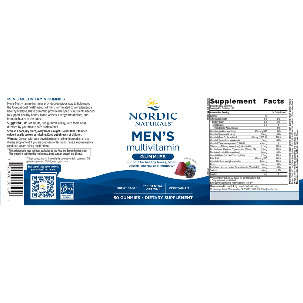 Men's Multivitamin Gummies – 60 Gummies by Nordic Naturals