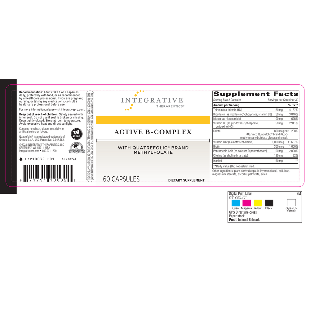 Active B-Complex – 60 Capsules by Integrative Therapeutics