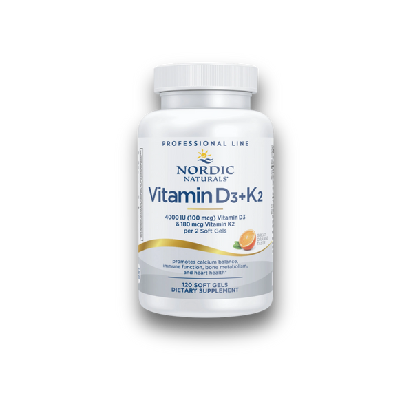 Vitamin D3 + K2 120 softgels bottle by Nordic Naturals