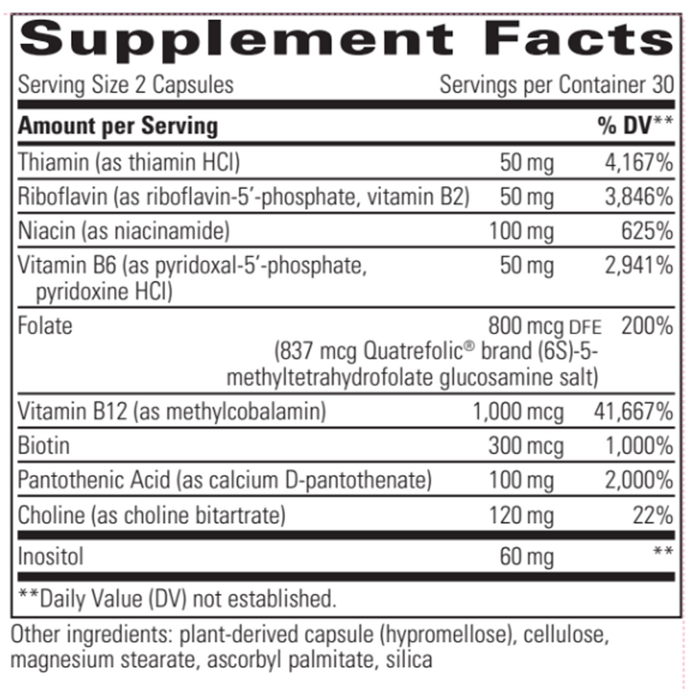Supplement Facts label for Active B-Complex 60 Capsules by Integrative Therapeutics