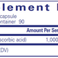 Supplement Facts label for Ascorbic Acid 90 Capsules by Pure Encapsulations