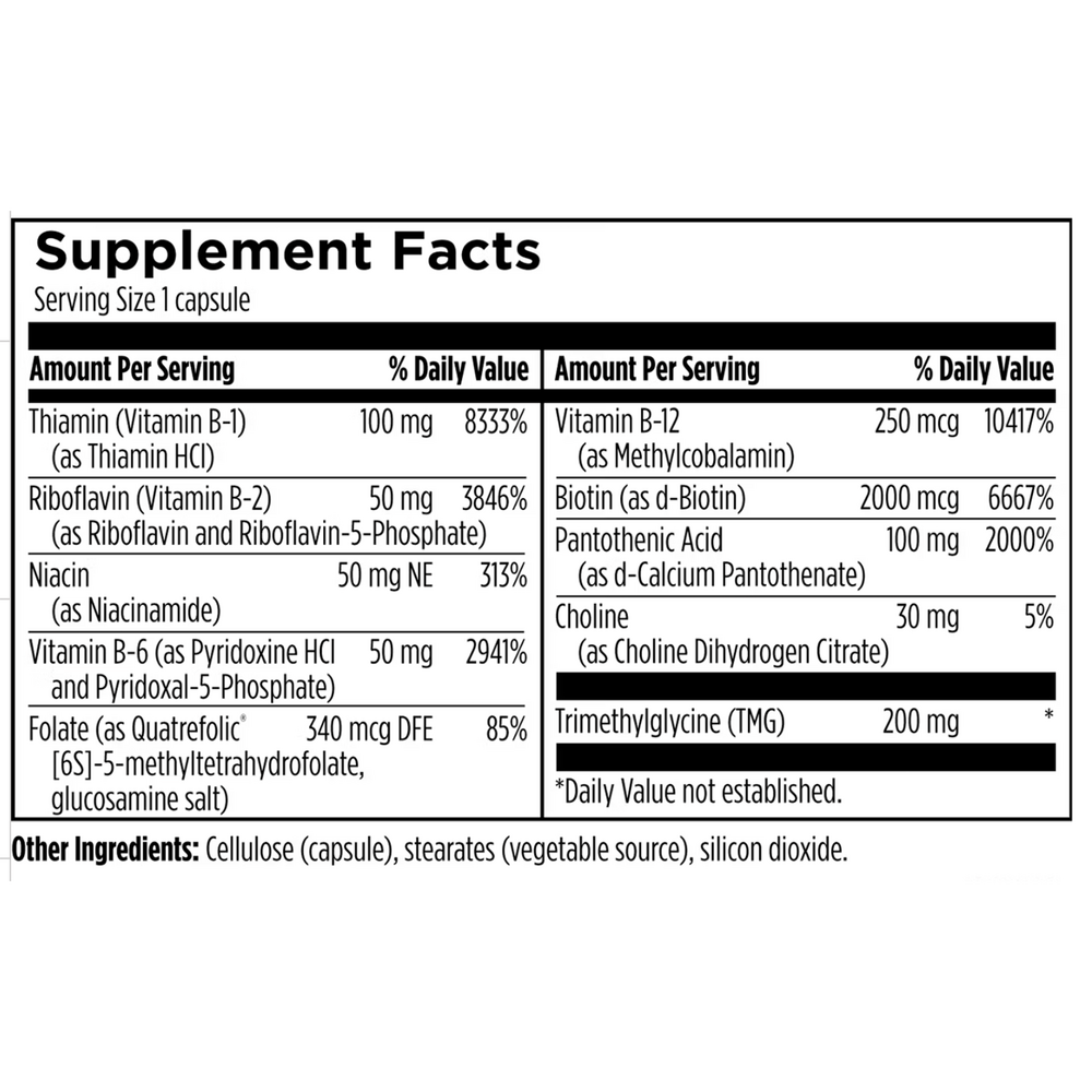 Supplement Facts label for B-Supreme 60 Capsules by Designs for Health