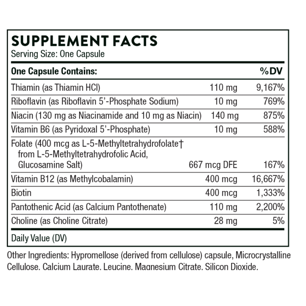 Basic B Complex – 60 Capsules by Thorne Supplement Facts label