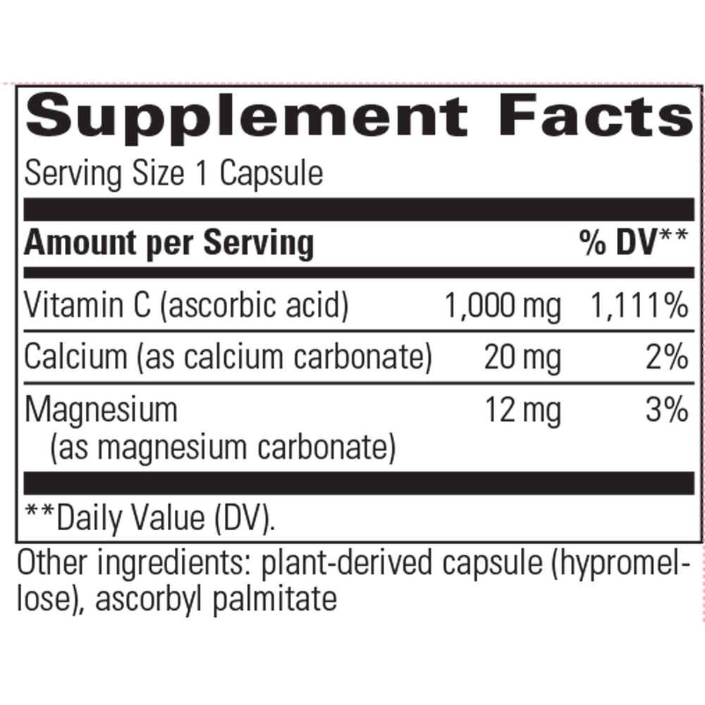 Supplement Facts label for Buffered Vitamin C 60 Capsules by Integrative Therapeutics