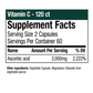 Supplement Facts label for Vitamin C 120 Capsules by NutraMedix